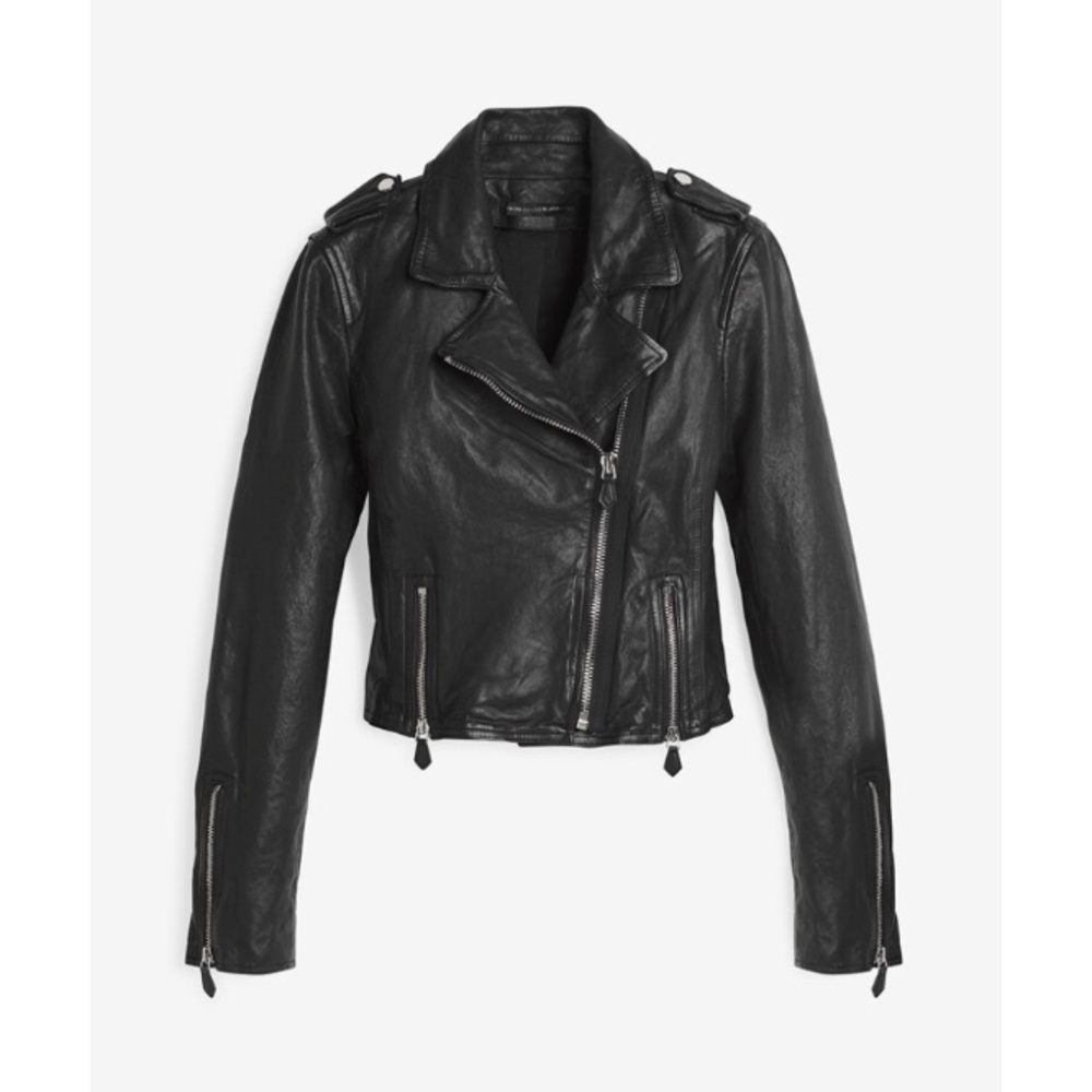 WHBM Cropped Leather Moto Jacket STYLE: 570194231